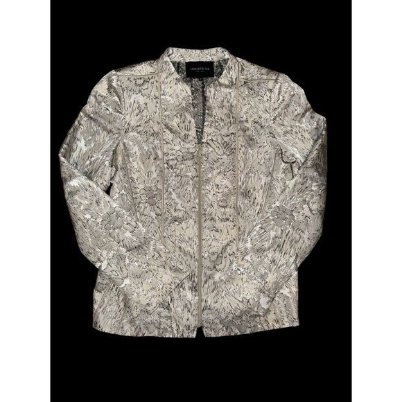 Lafayette 148 Sz 10 Polyester Art Print Floral Shirt Jacket Blazer‎ Zip Up - Picture 1 of 9